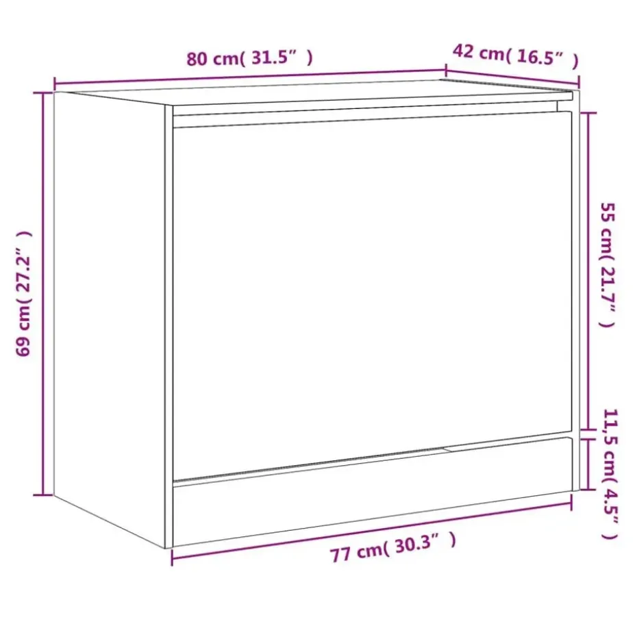 vidaXL - 3-laags Schoenenkast met 1 klep - Zwart - Bewerkt hout - 80x42x69 cm