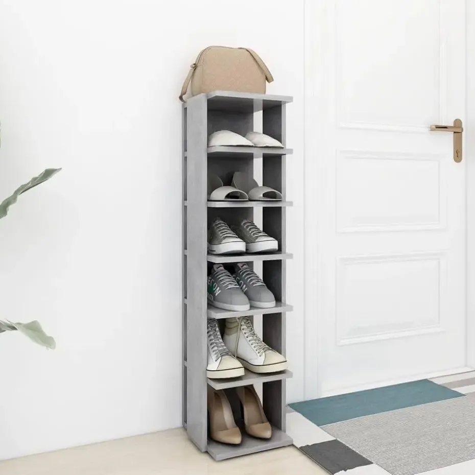vidaXL - 6-laags Schoenenkast 6 paar - Betongrijs - Hout - 27.5x27x102 cm