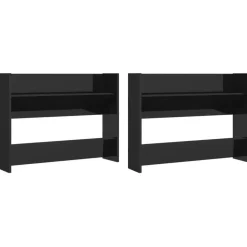 vidaXL - 2-laags Wandshoenenkasten 6 paar - Zwart - 80x18x60 cm - Set van 2