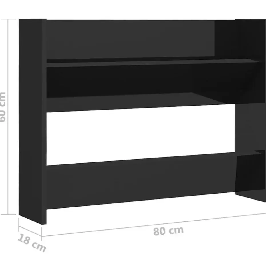 vidaXL - 2-laags Wandshoenenkast 6 paar - Zwart - Bewerkt hout - 80x18x60 cm