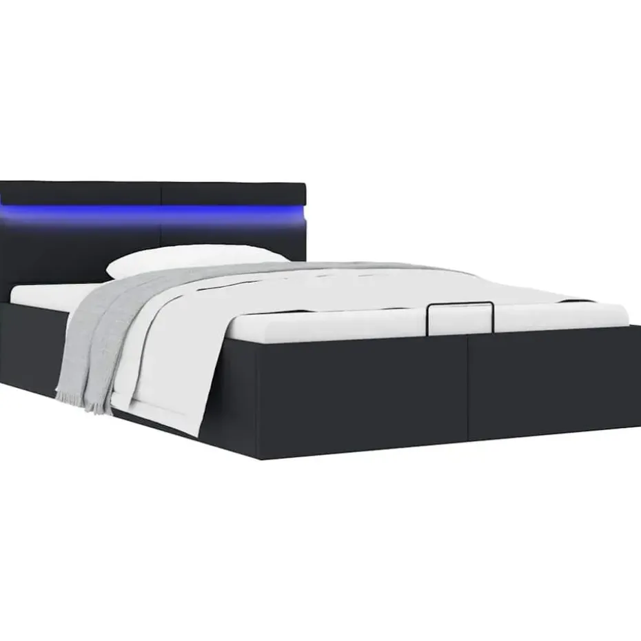 vidaXL - LED Bed frame met opbergruimte - Zwart - Kunstleer - 140x200 cm