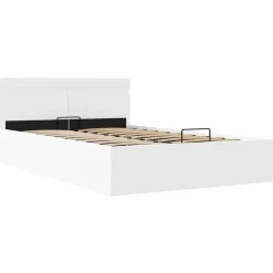 vidaXL - LED bed met opbergruimte - Hydraulisch - Wit - Kunstleer - 120x200 cm