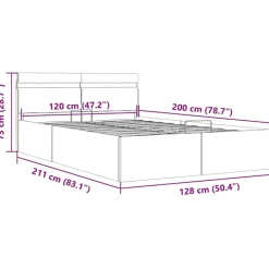 vidaXL - LED bed met opbergruimte - Hydraulisch - Wit - Kunstleer - 120x200 cm