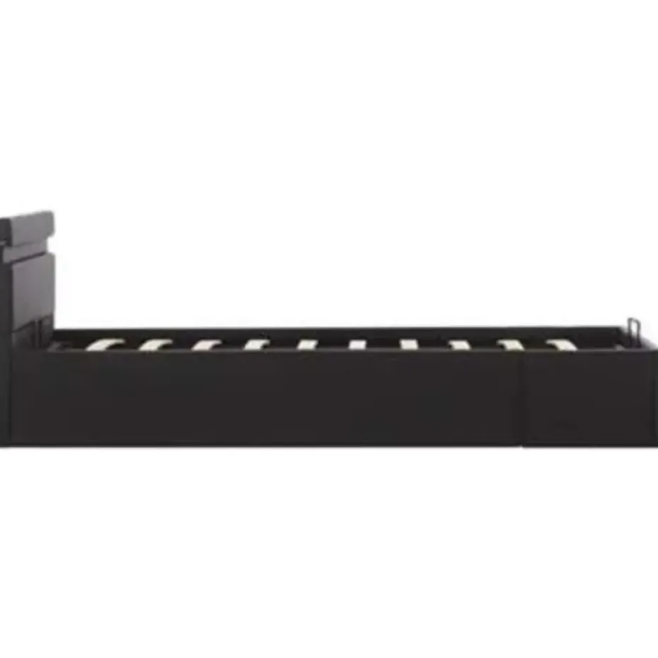 vidaXL - LED bed met opbergruimte - Hydraulisch - Zwart - Kunstleer - 90x200 cm
