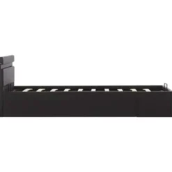 vidaXL - LED bed met opbergruimte - Hydraulisch - Zwart - Kunstleer - 90x200 cm