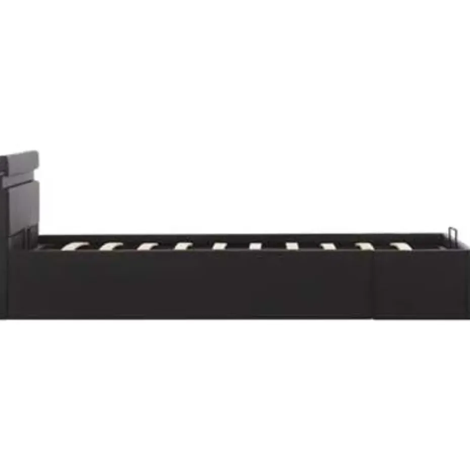 vidaXL - LED bed met opbergruimte - Hydraulisch - Zwart - Kunstleer - 90x200 cm