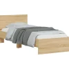vidaXL - LED eenpersoonsbed met hoofdbord - Sonoma eiken - 90x200 cm