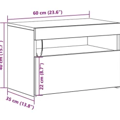vidaXL - LED TV-meubel met deur - Zwart eiken - Hout - 60x35x40 cm