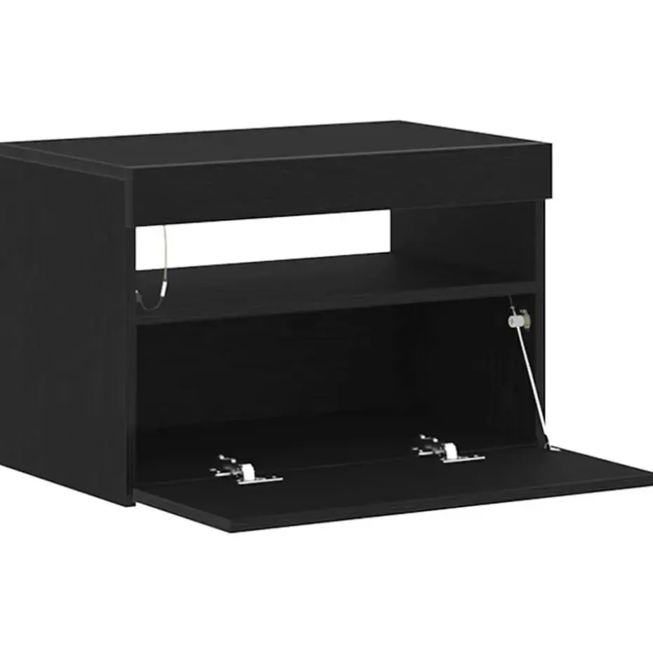 vidaXL - LED TV-meubel met deur - Zwart eiken - Hout - 60x35x40 cm