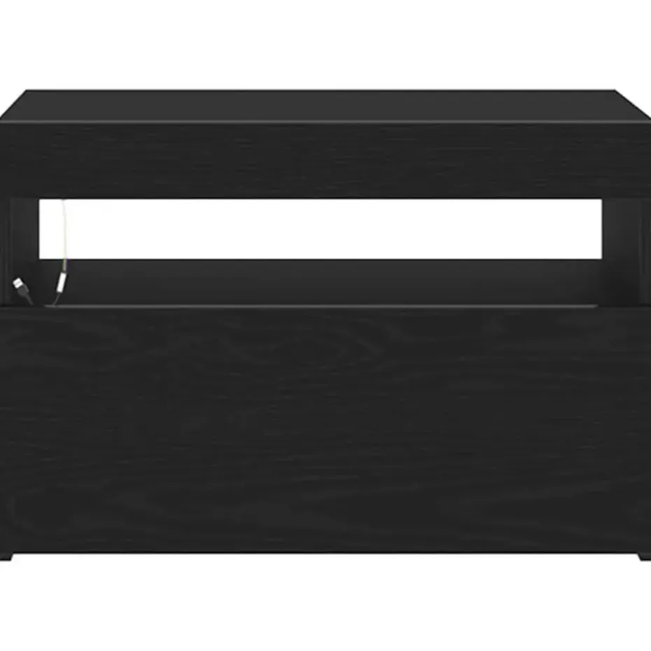 vidaXL - LED TV-meubel met deur - Zwart eiken - Hout - 60x35x40 cm