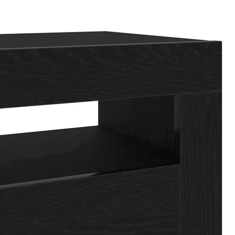 vidaXL - LED TV-meubel met deur - Zwart eiken - Hout - 60x35x40 cm