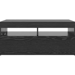 vidaXL - LED TV-meubel met deur - Zwart eiken - Hout - 90x35x40 cm