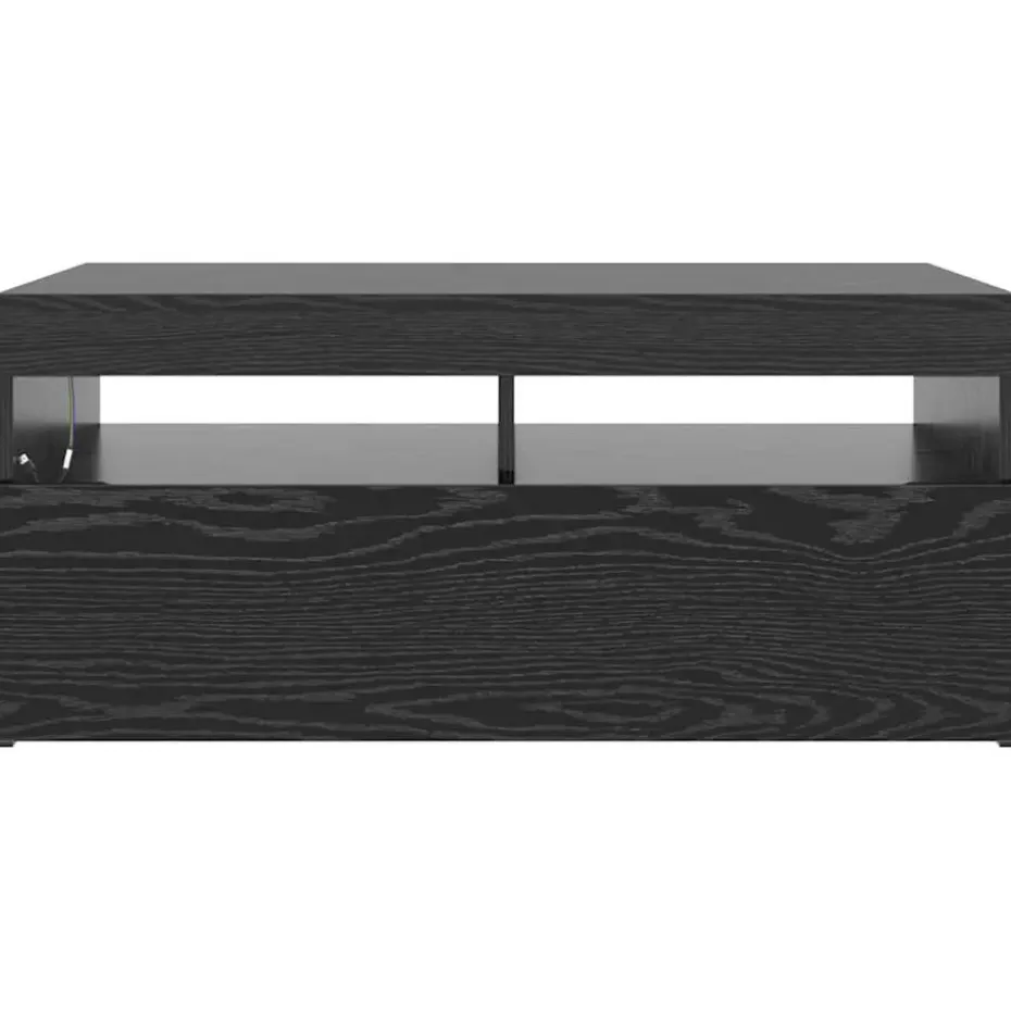 vidaXL - LED TV-meubel met deur - Zwart eiken - Hout - 90x35x40 cm