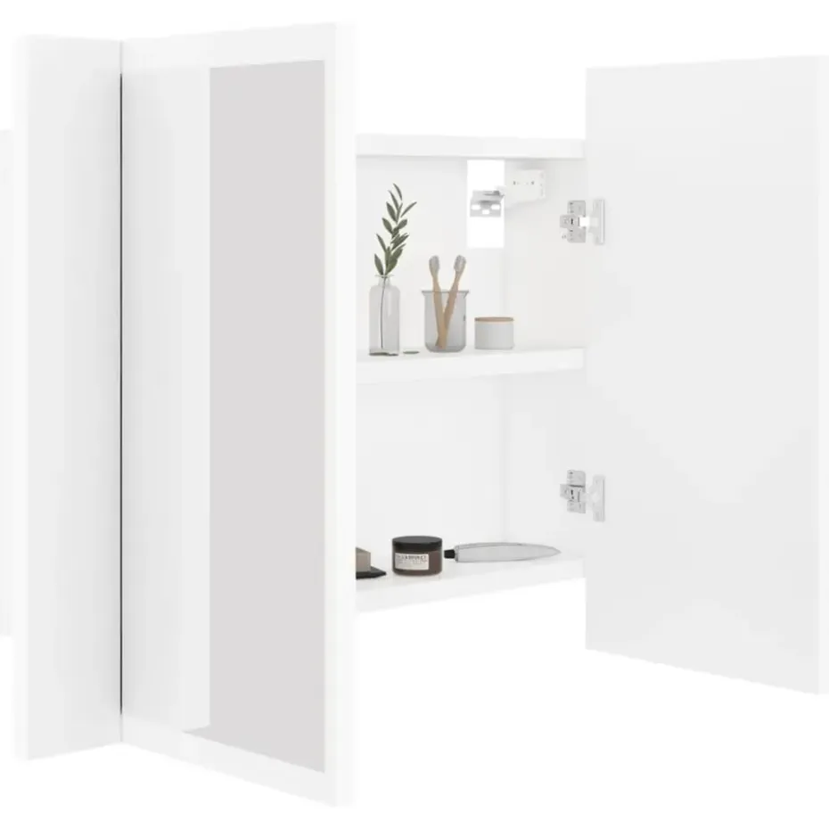 vidaXL - Led-spiegelkast - Wit - Bewerkt hout