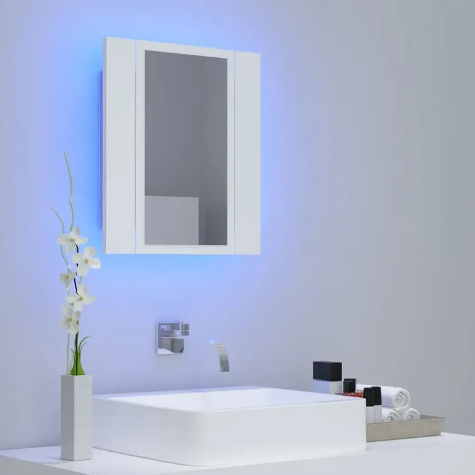 vidaXL - Led-spiegelkast - Wit - Bewerkt hout