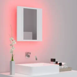 vidaXL - Led-spiegelkast - Wit - Bewerkt hout
