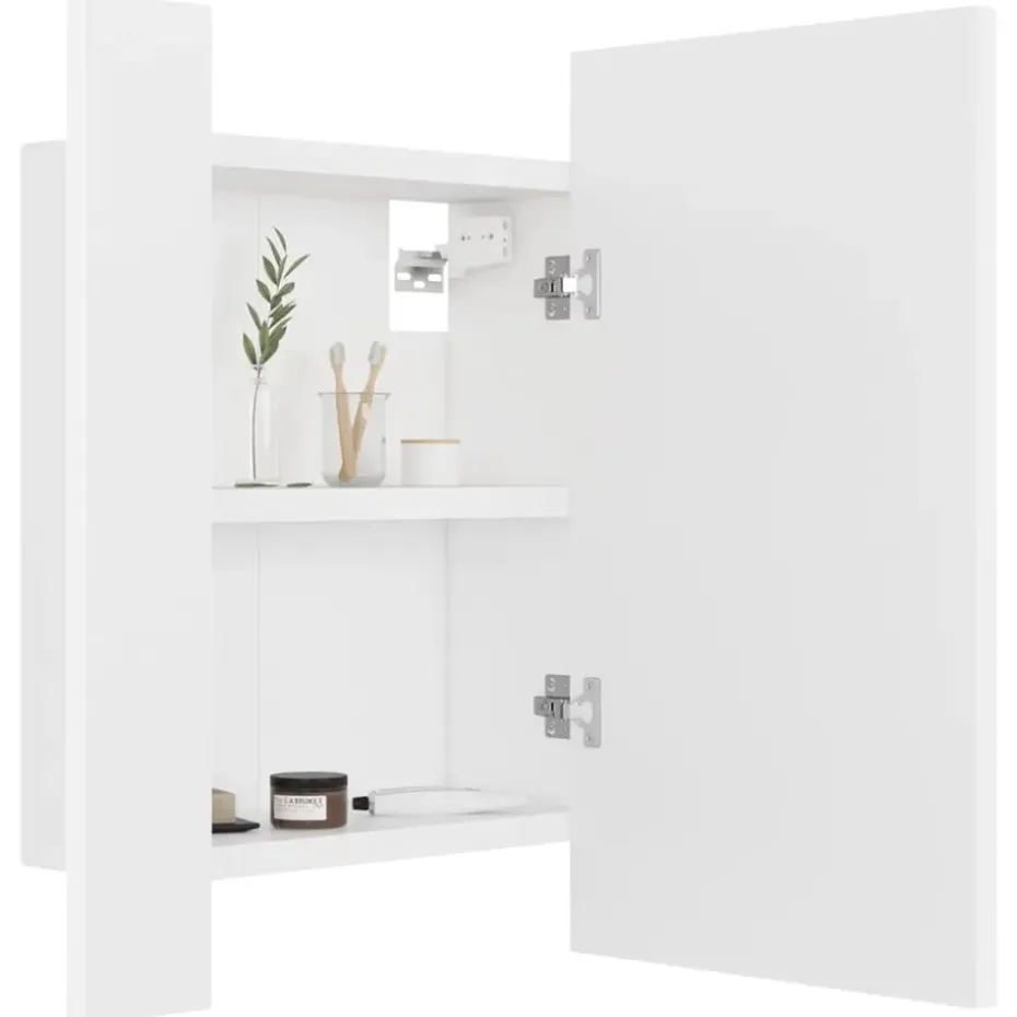 vidaXL - Led-spiegelkast - Wit - Bewerkt hout