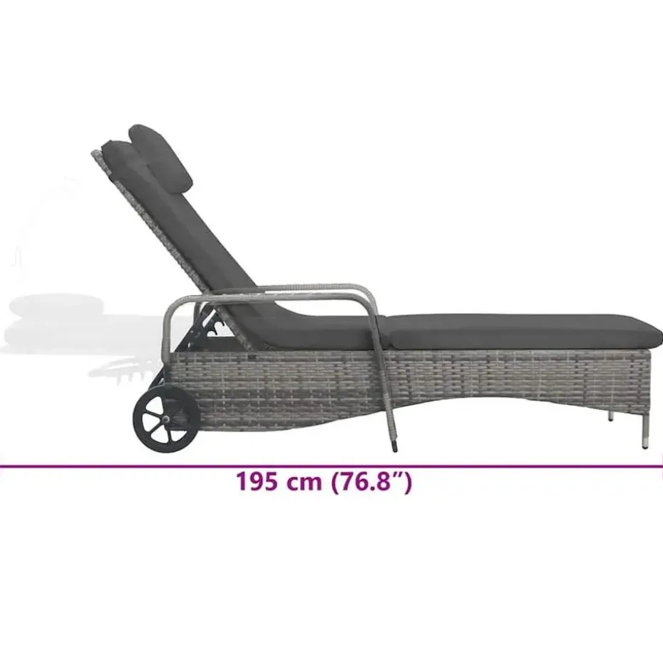 vidaXL - Ligbed - Antraciet - Poly rattan