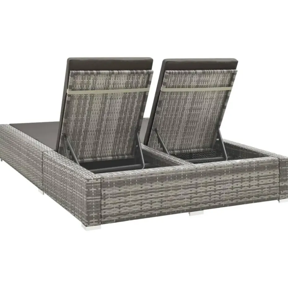 vidaXL - Ligbed - Grijs - Poly rattan