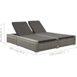 vidaXL - Ligbed - Grijs - Poly rattan