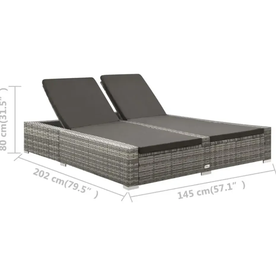 vidaXL - Ligbed - Grijs - Poly rattan