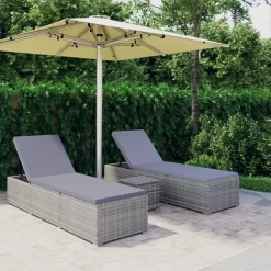 vidaXL - Ligbed - Grijs - Poly rattan