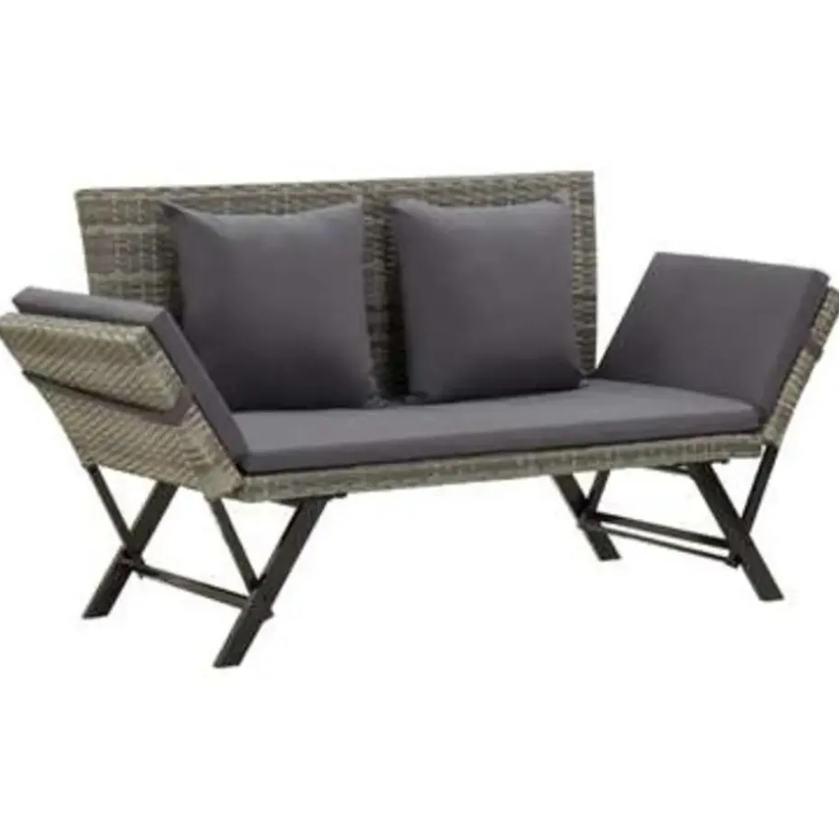 vidaXL - Ligbed - Grijs - Poly rattan