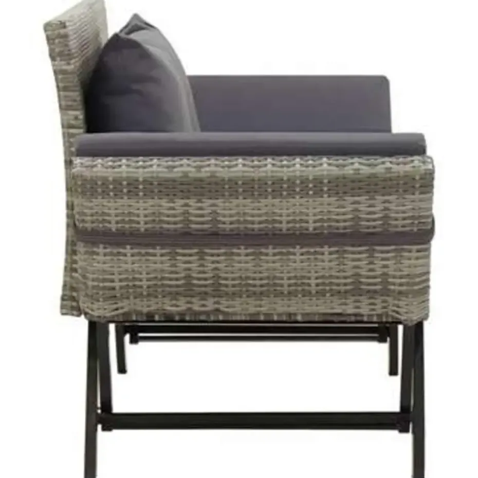 vidaXL - Ligbed - Grijs - Poly rattan