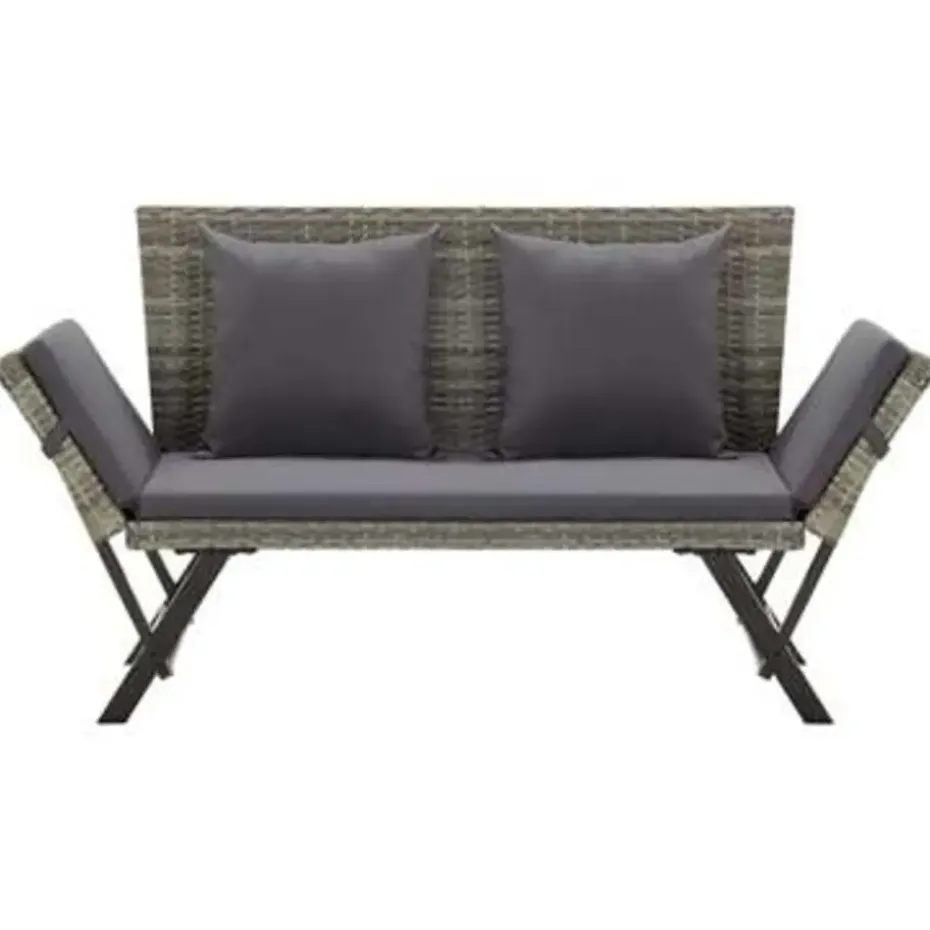 vidaXL - Ligbed - Grijs - Poly rattan
