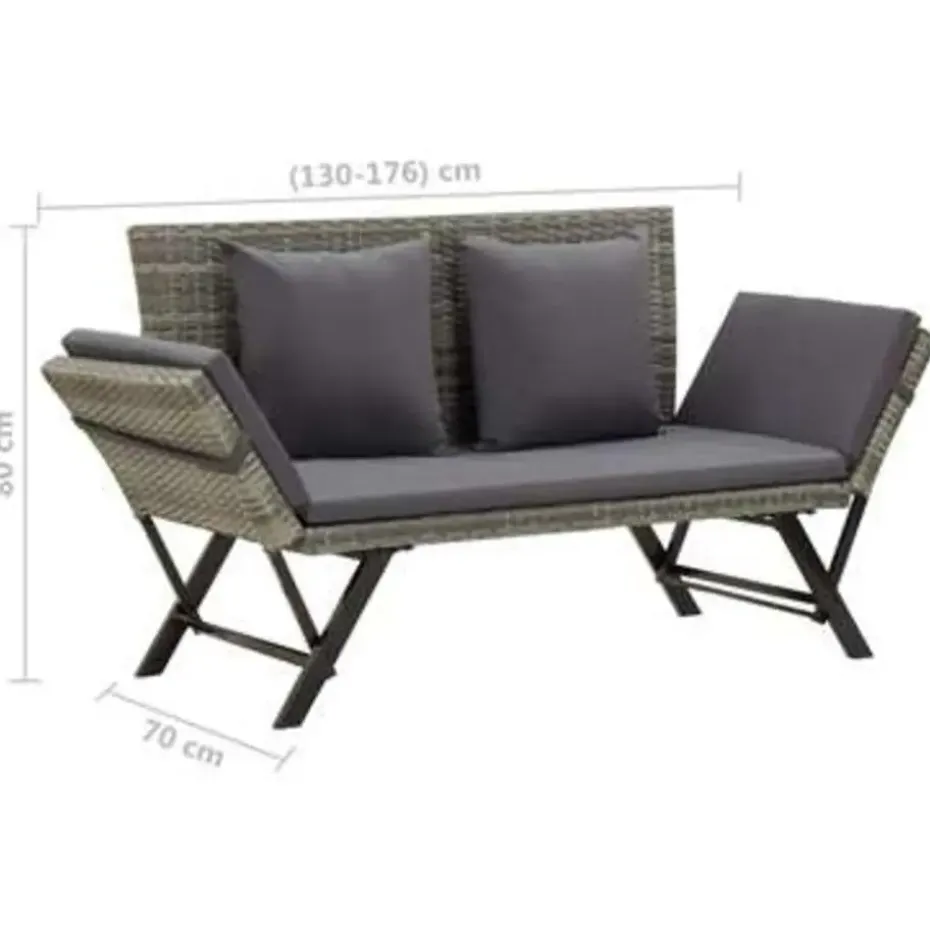 vidaXL - Ligbed - Grijs - Poly rattan