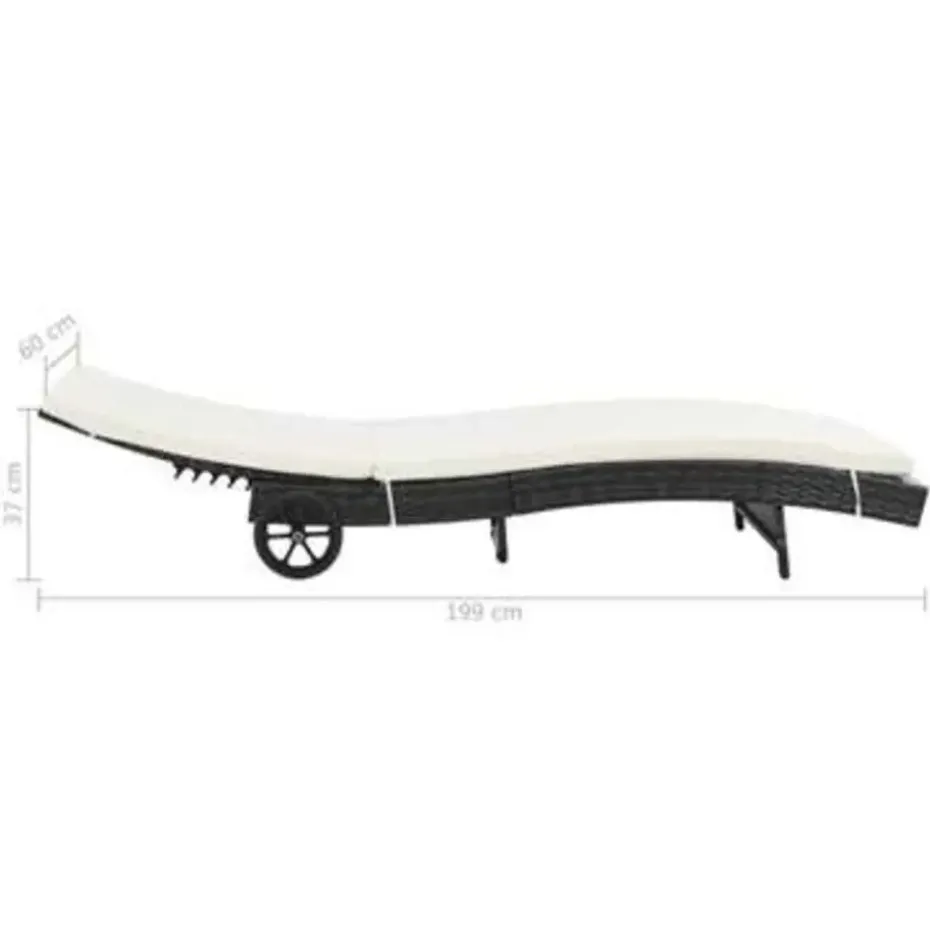 vidaXL - Ligbed - Zwart - Poly rattan