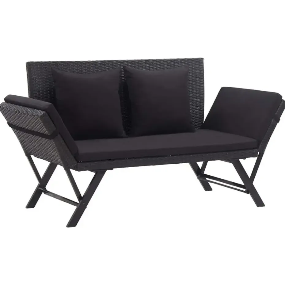 vidaXL - Ligbed - Zwart - Poly rattan