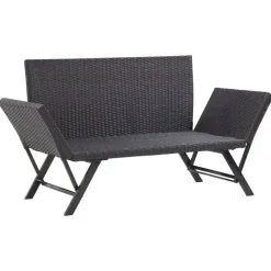 vidaXL - Ligbed - Zwart - Poly rattan