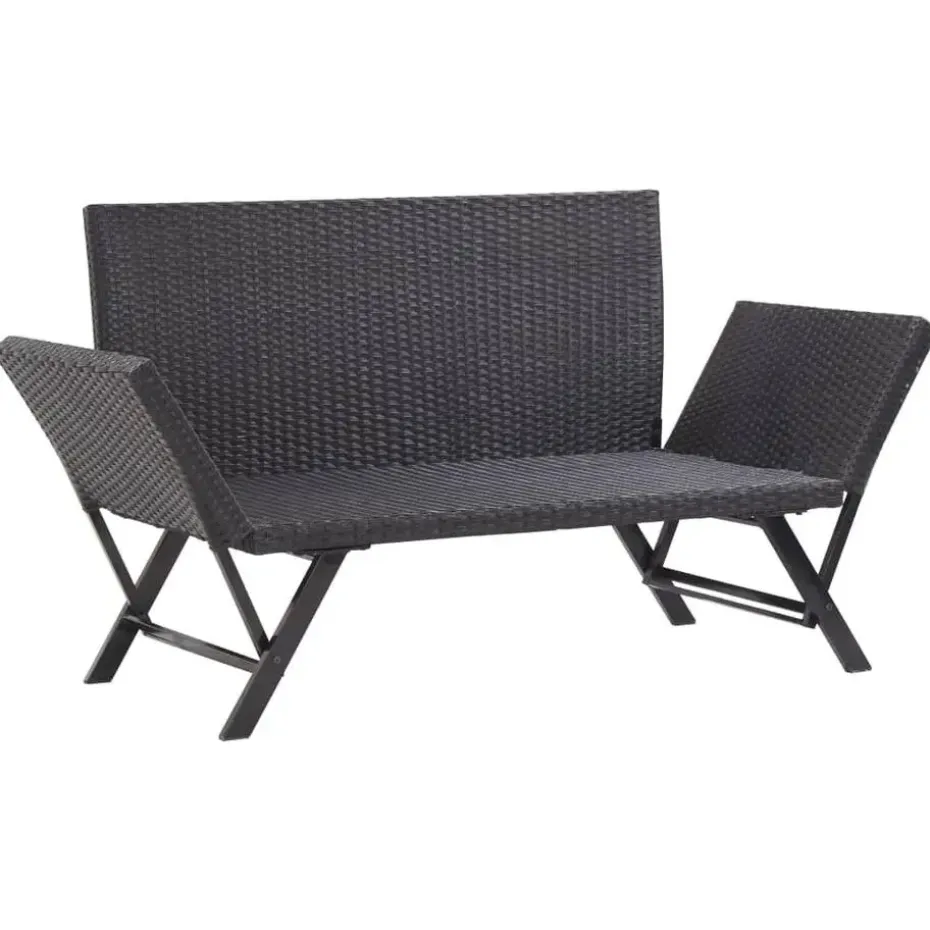 vidaXL - Ligbed - Zwart - Poly rattan