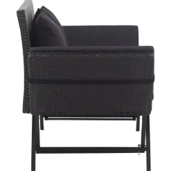 vidaXL - Ligbed - Zwart - Poly rattan