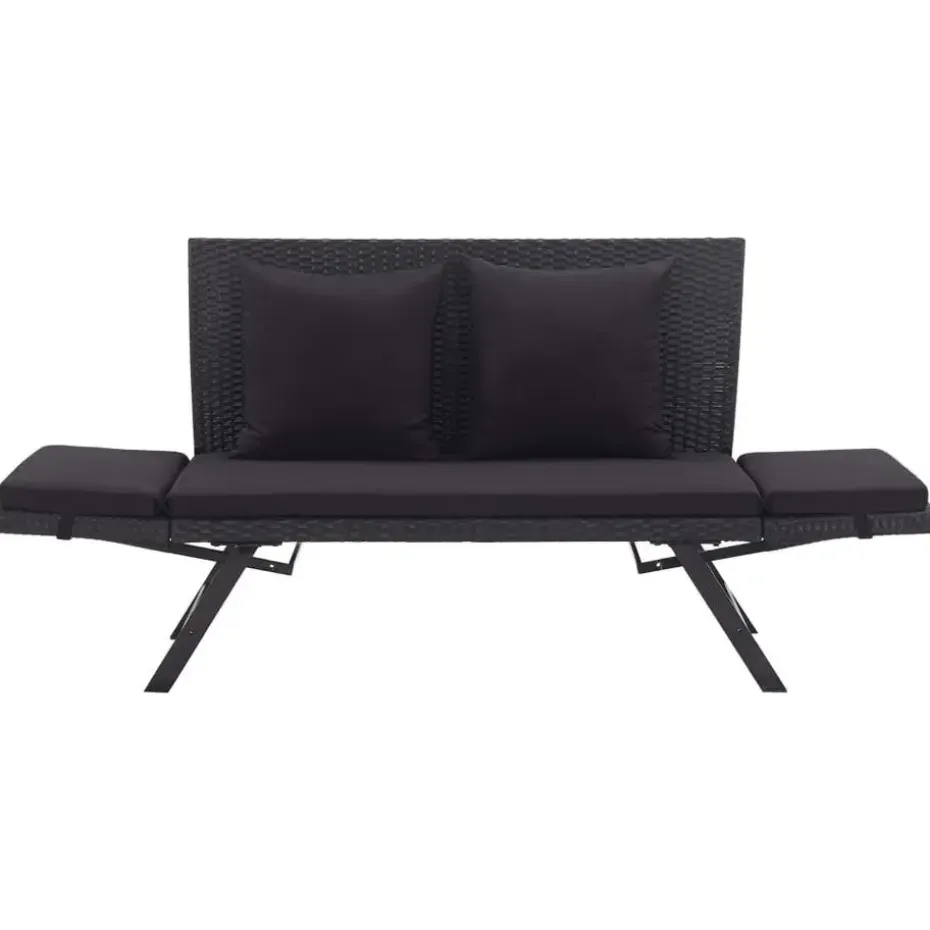 vidaXL - Ligbed - Zwart - Poly rattan