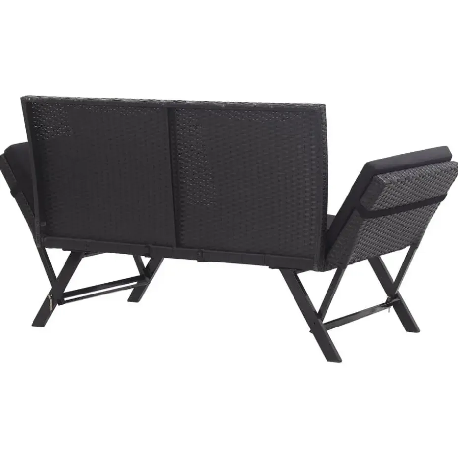 vidaXL - Ligbed - Zwart - Poly rattan