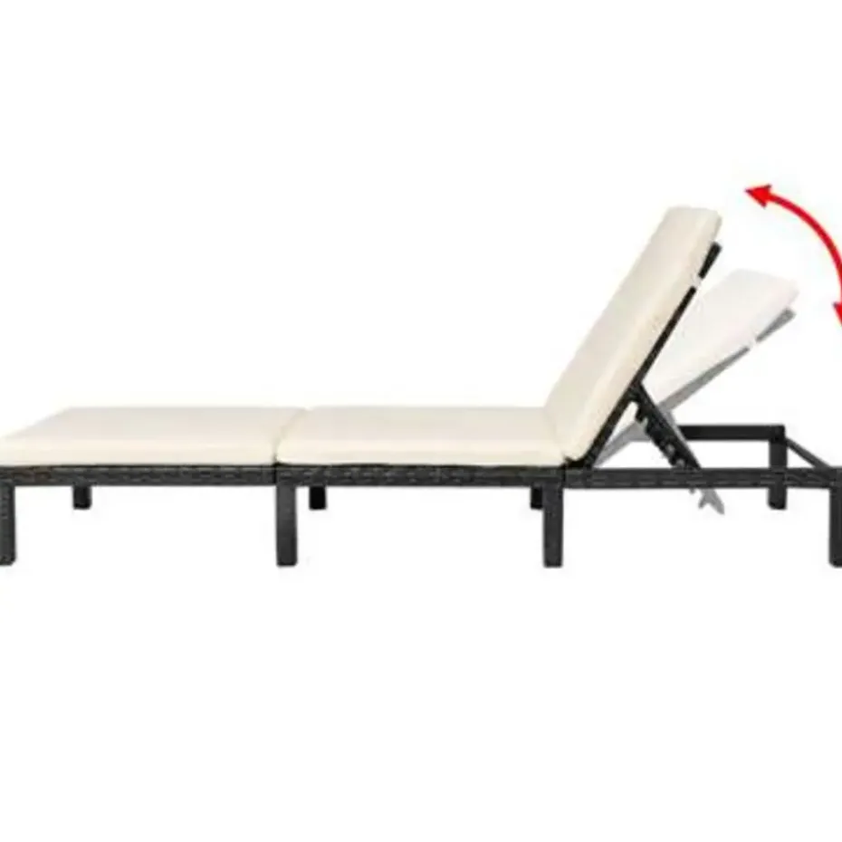 vidaXL - Ligbed - Zwart - Poly rattan