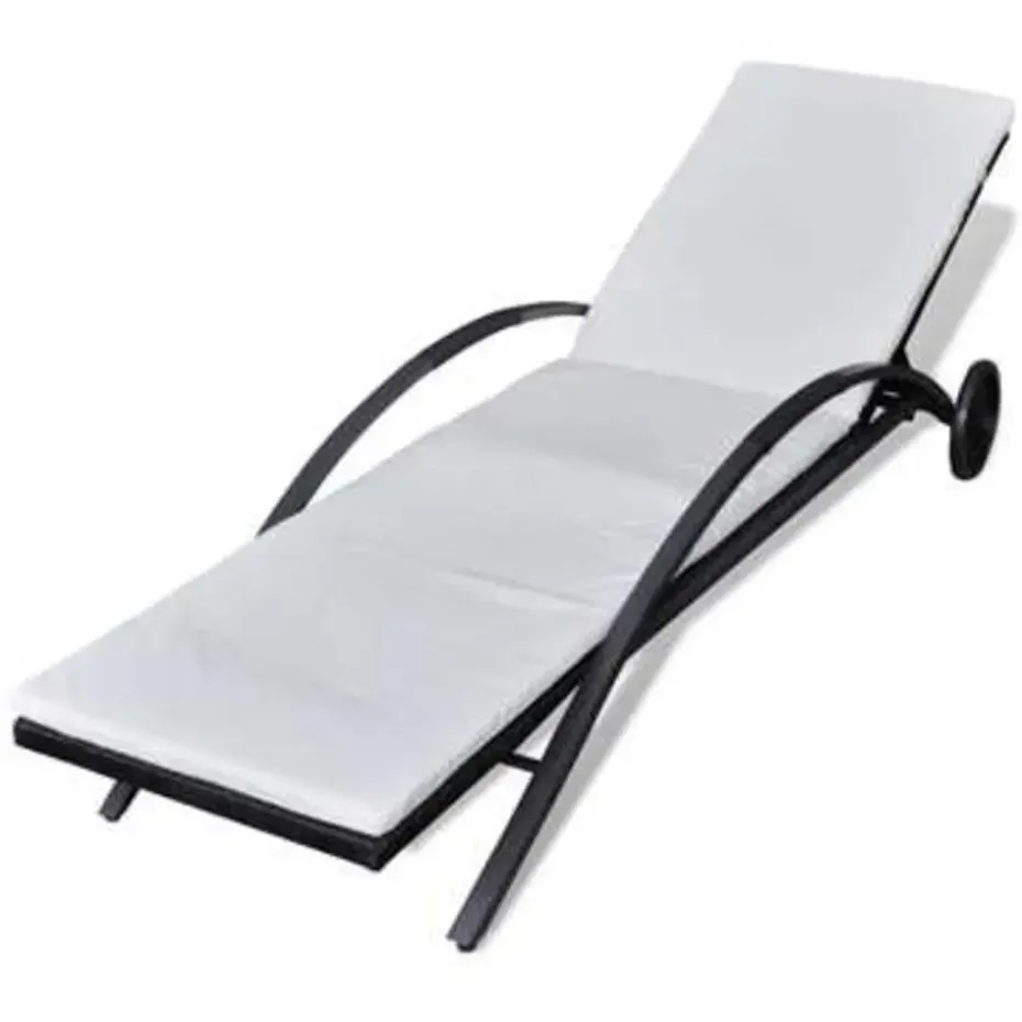 vidaXL - Ligbed - Zwart - Poly rattan