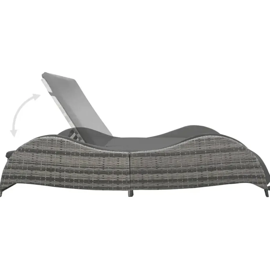 vidaXL - Ligstoel - Antraciet - Poly rattan - 200 x 132 x 45 cm