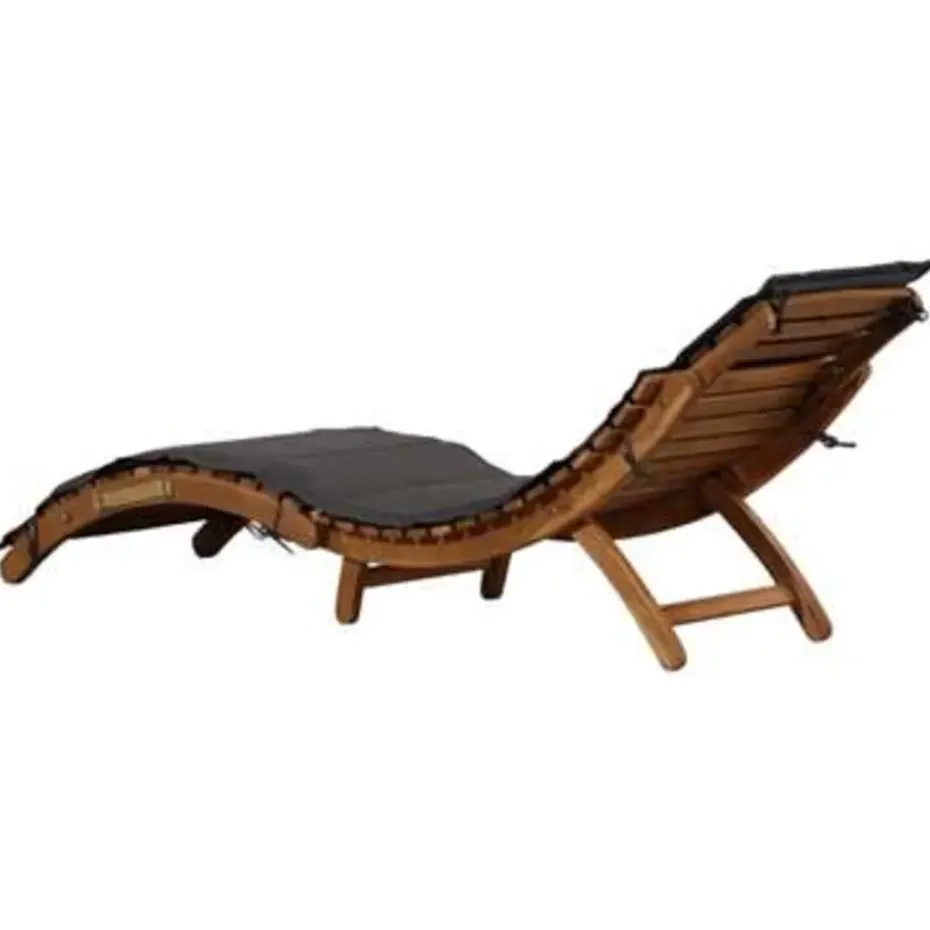 vidaXL - Ligstoel - Grijs - Hout
