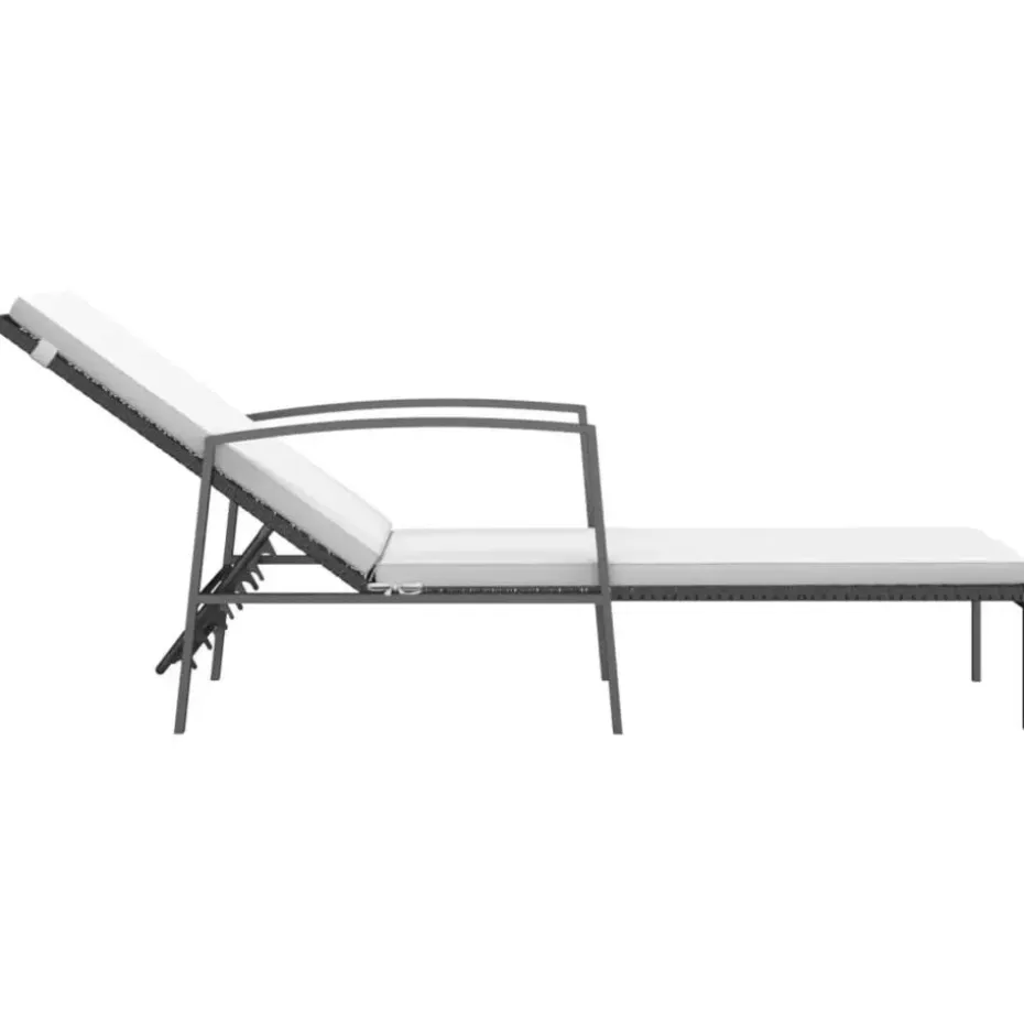 vidaXL - Ligstoel - Zwart - Poly rattan