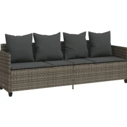 vidaXL - loungebank - Grijs - Poly rattan