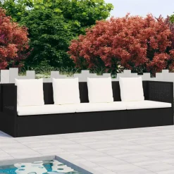 vidaXL - Loungebank - Zwart - Poly rattan