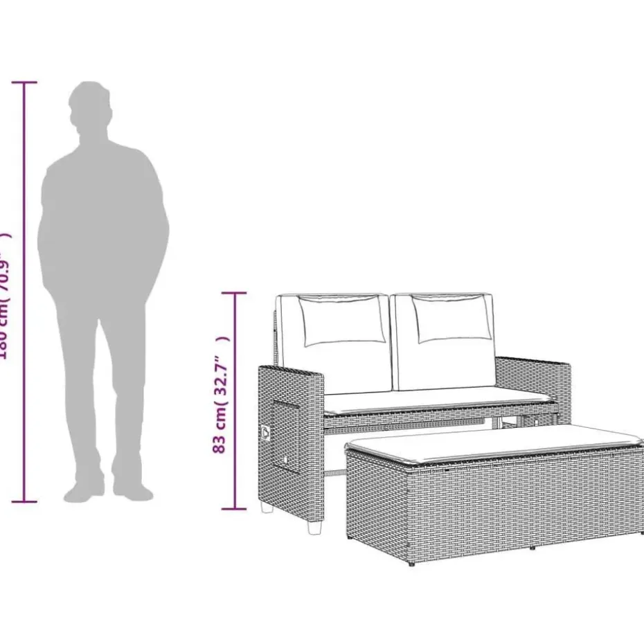 vidaXL - Loungebanken Verstelbare met crème kussens - Beige - 113x61x87 cm