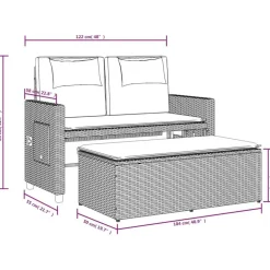vidaXL - Loungebanken Verstelbare met crème kussens - Beige - 113x61x87 cm