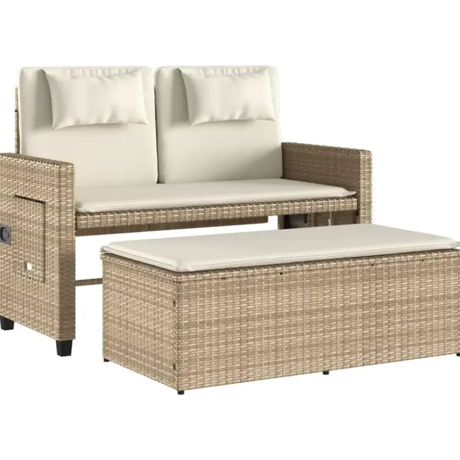 vidaXL - Loungebanken Verstelbare met crème kussens - Beige - 113x61x87 cm
