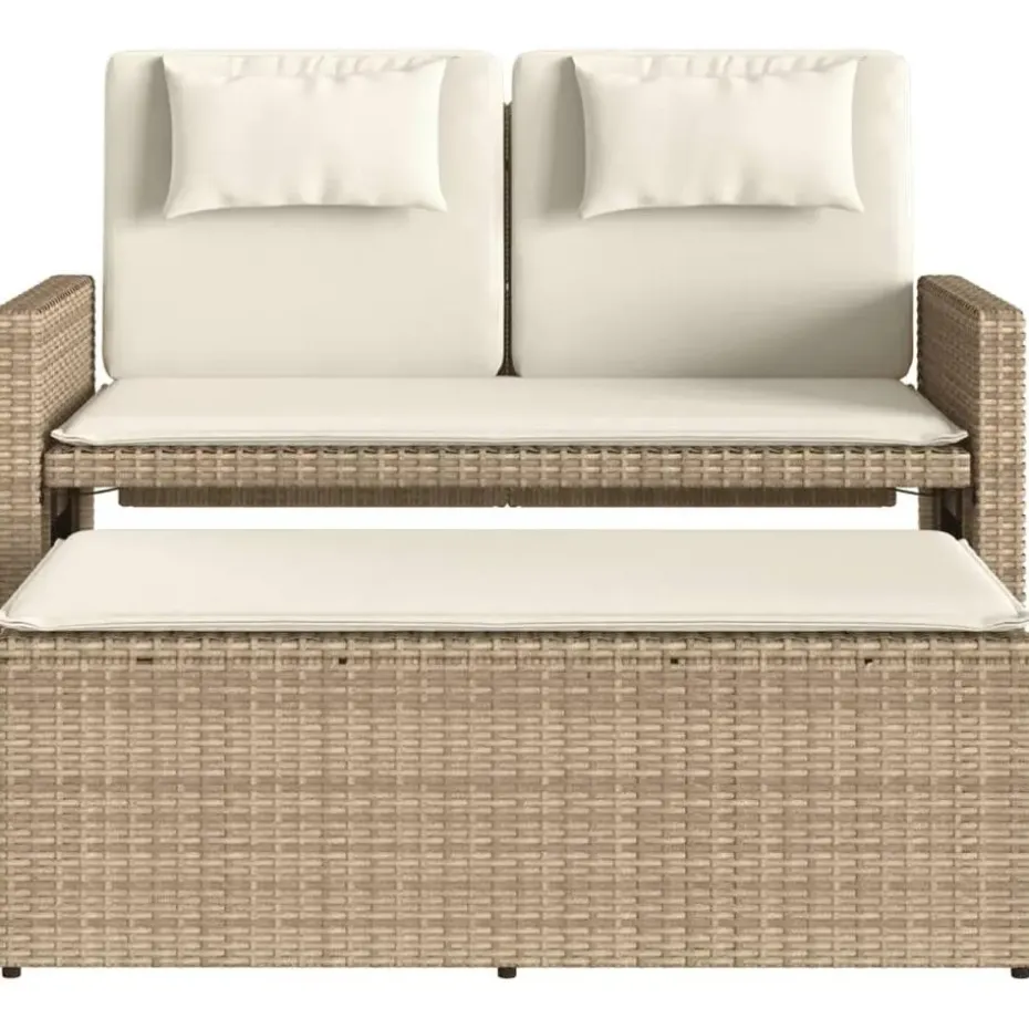 vidaXL - Loungebanken Verstelbare met crème kussens - Beige - 113x61x87 cm