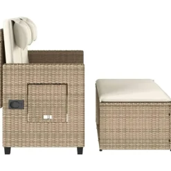 vidaXL - Loungebanken Verstelbare met crème kussens - Beige - 113x61x87 cm
