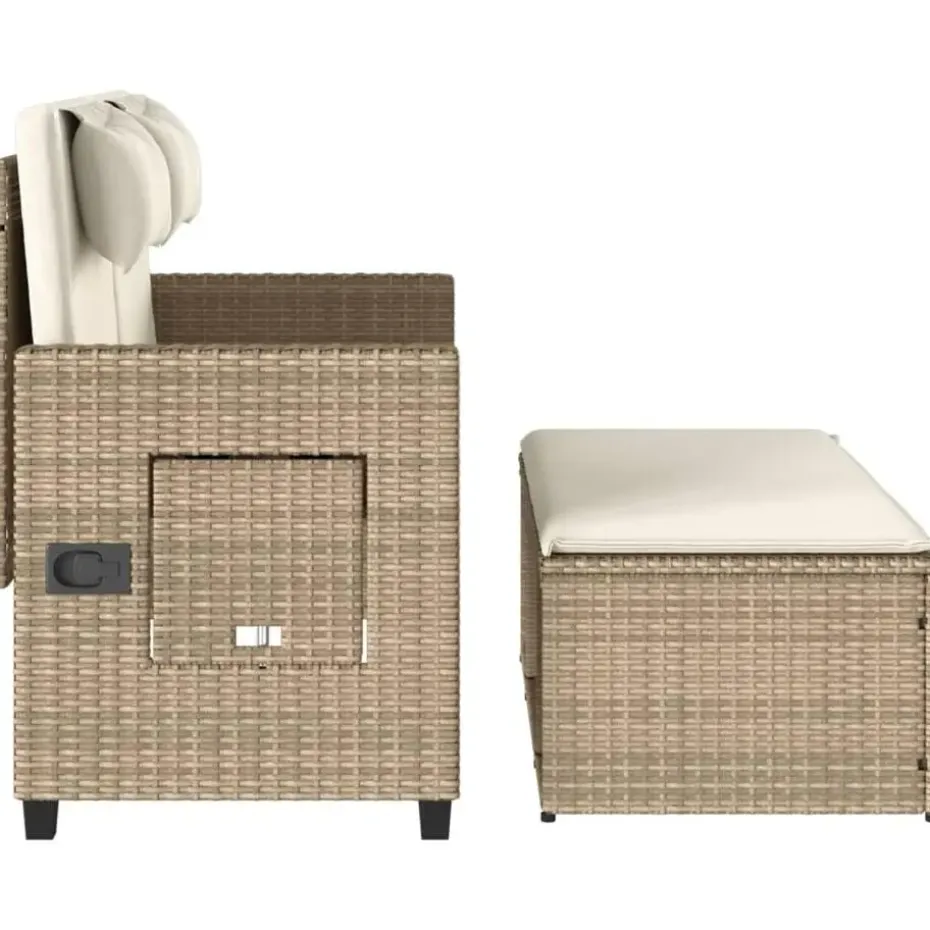 vidaXL - Loungebanken Verstelbare met crème kussens - Beige - 113x61x87 cm